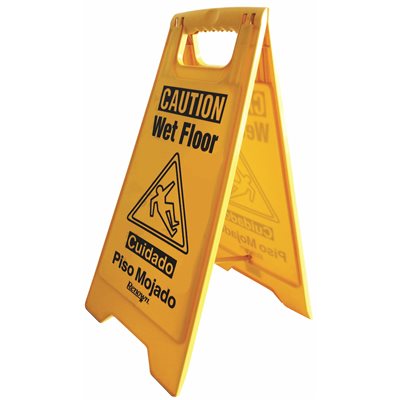 REN05114 Renown 25 in. Caution Wet Floor Sign, English and Spanish in Yellow (6-Pieces Per Case)